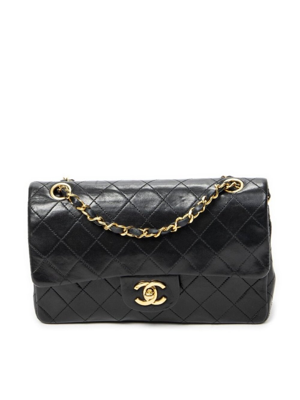 Chanel Quilted Double Flap Bag Black Lambskin Leather